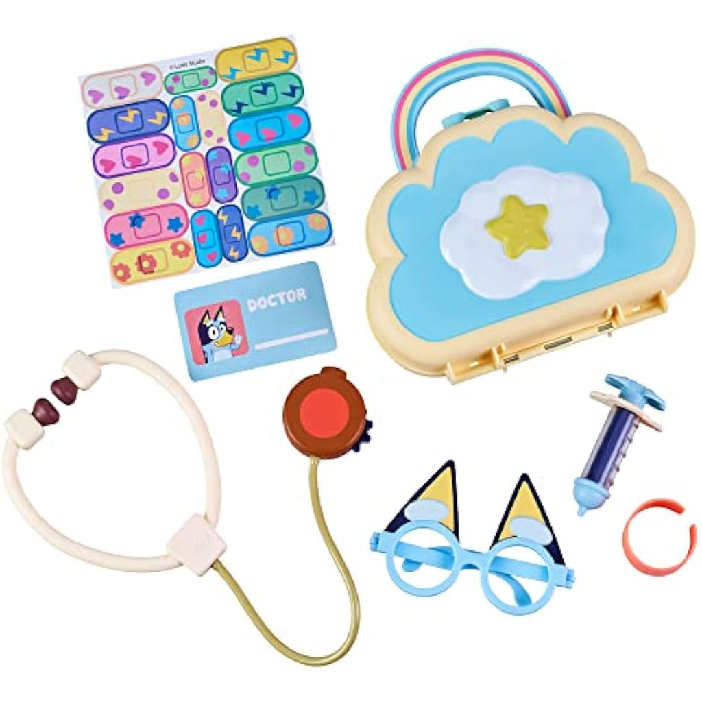 Bluey Cloud Bag Doctor's Playset – 7-Piece Kids Pretend Play Medical Kit