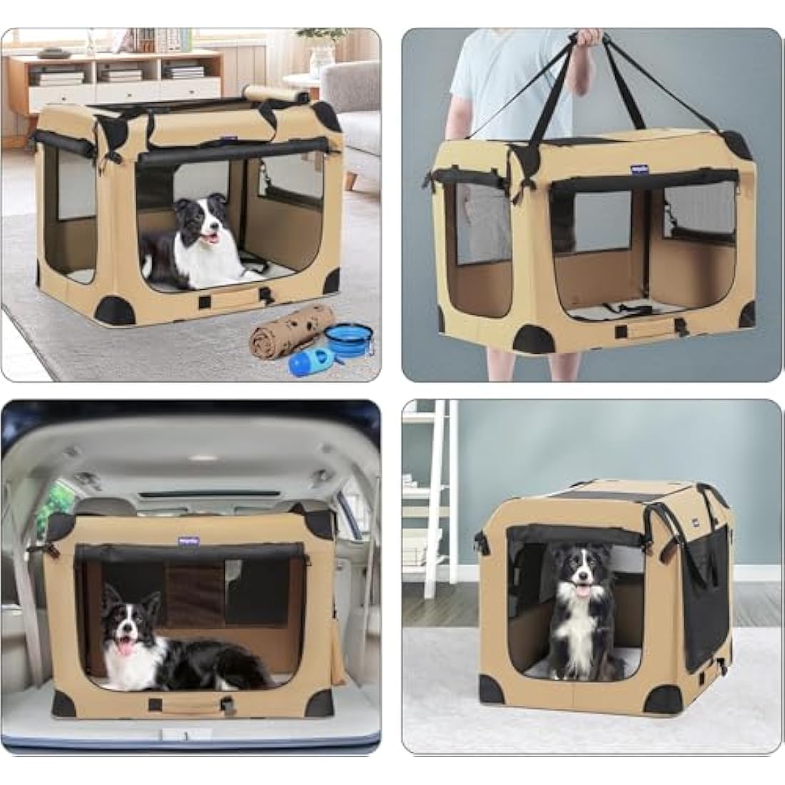 Petprsco Portable Soft Dog Crate – Collapsible Travel Kennel with Accessories