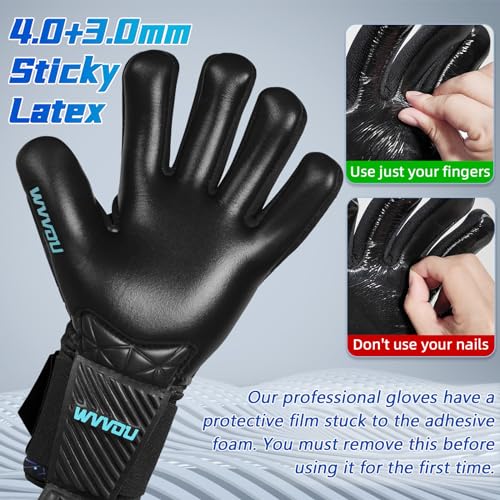 WVVOU Goalkeeper Gloves | 4mm Sticky Latex with Detachable Fingersave