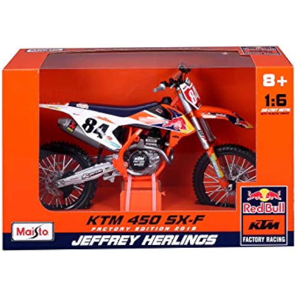 Burago Maisto Red Bull KTM SX450 Diecast Motorcycle Model - 1:6 Scale