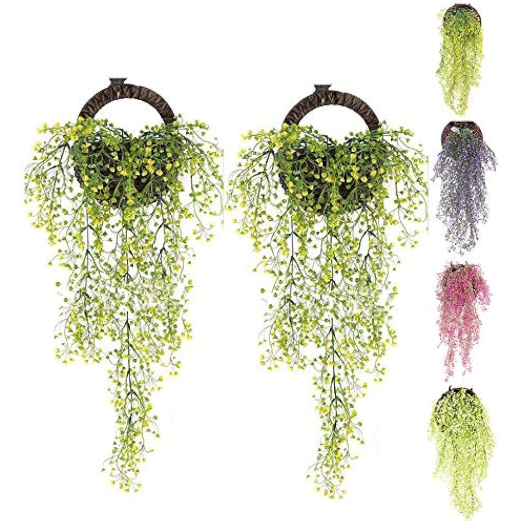 2pcs Artificial Hanging Ivy Vines – Yellow Fake Plants