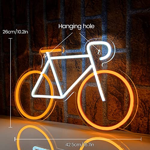 PILOYINDE Bicycle LED Neon Sign – Yellow & White USB Wall Decor Light