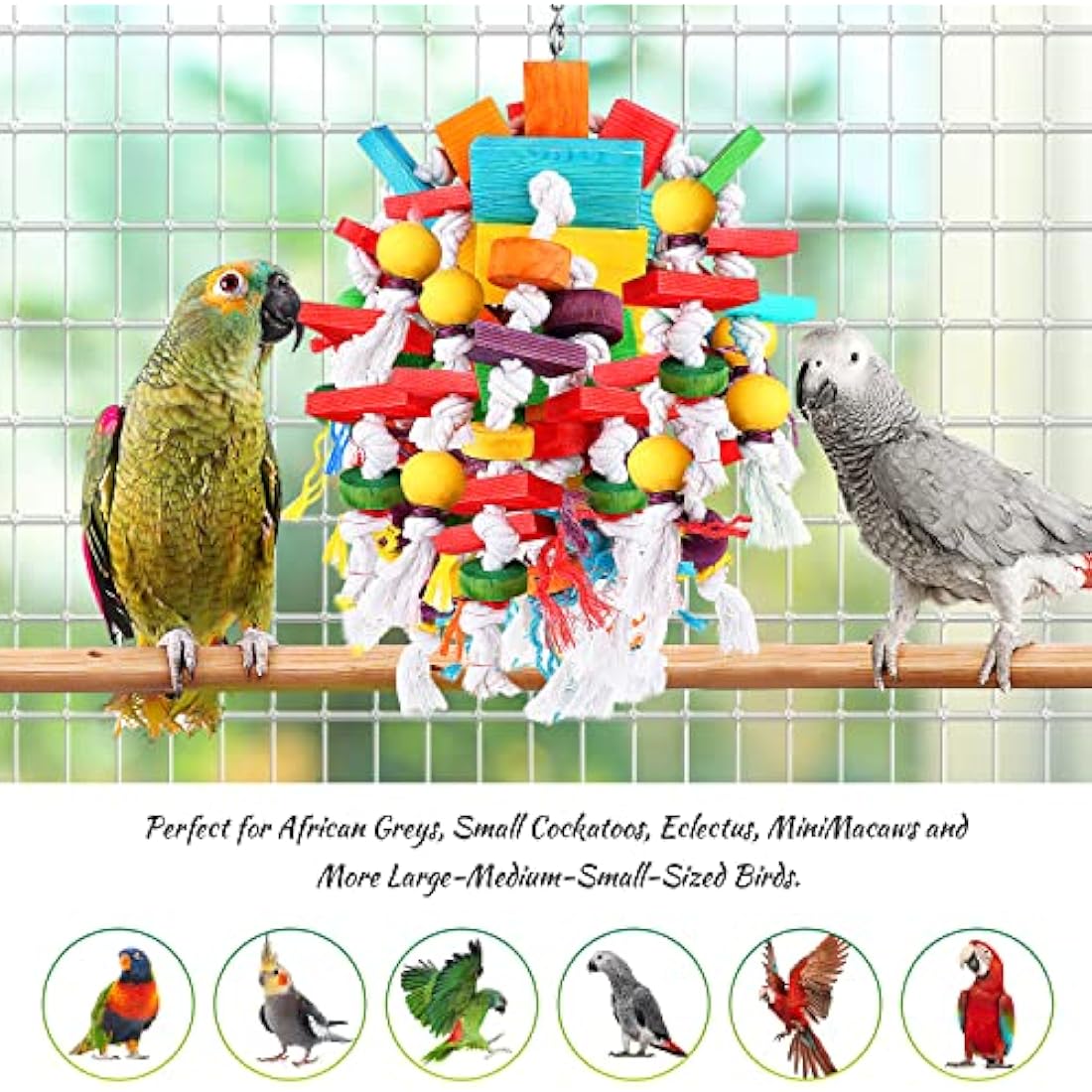Jijizhazha Large Parrot Chewing Toy – Natural Wood Blocks for Macaws