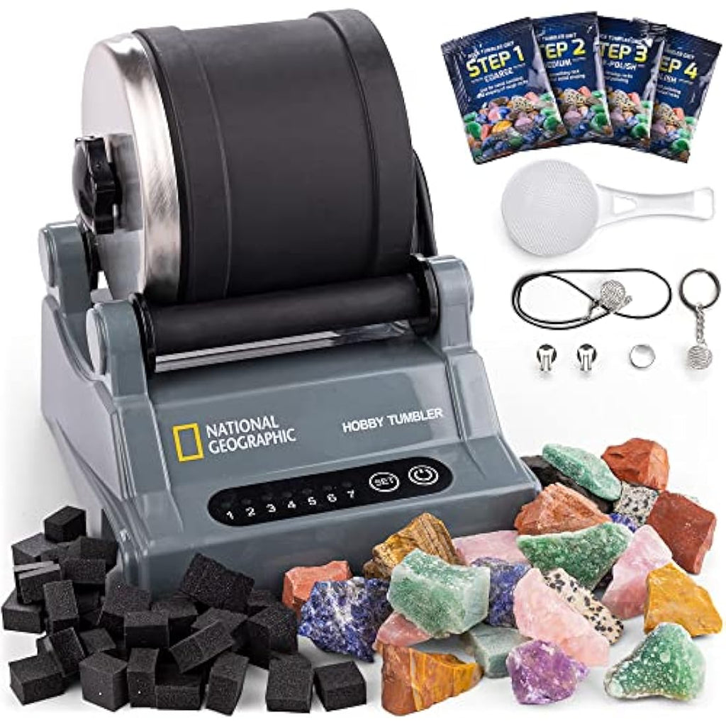 National Geographic Rock Tumbler Kit – Noise-Reduced STEM Rock Polisher