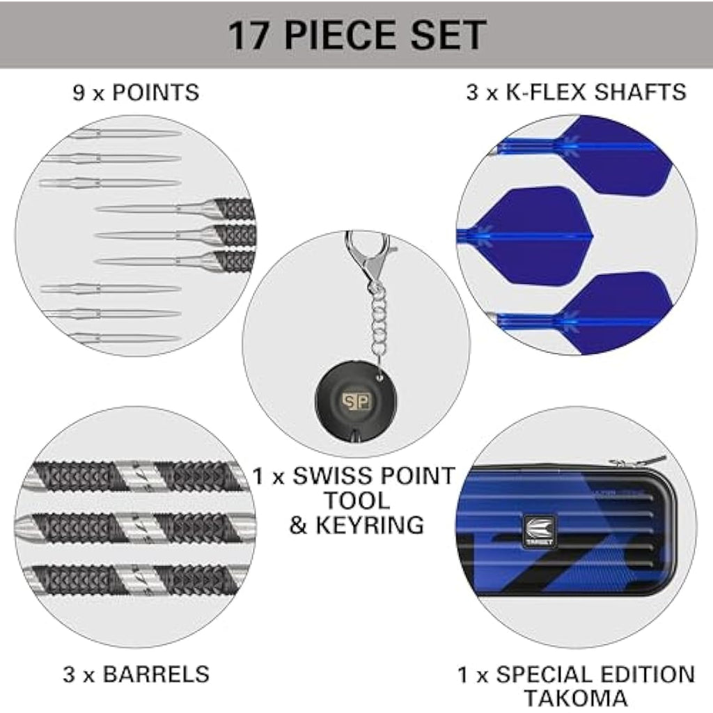 Target Darts 975 Ultra Marine 97.5% Tungsten Steel Tip Darts with K-Flex