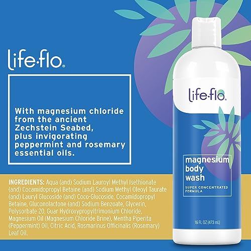 Life-Flo Magnesium Body Wash | Peppermint & Rosemary Cleanser | 16 oz