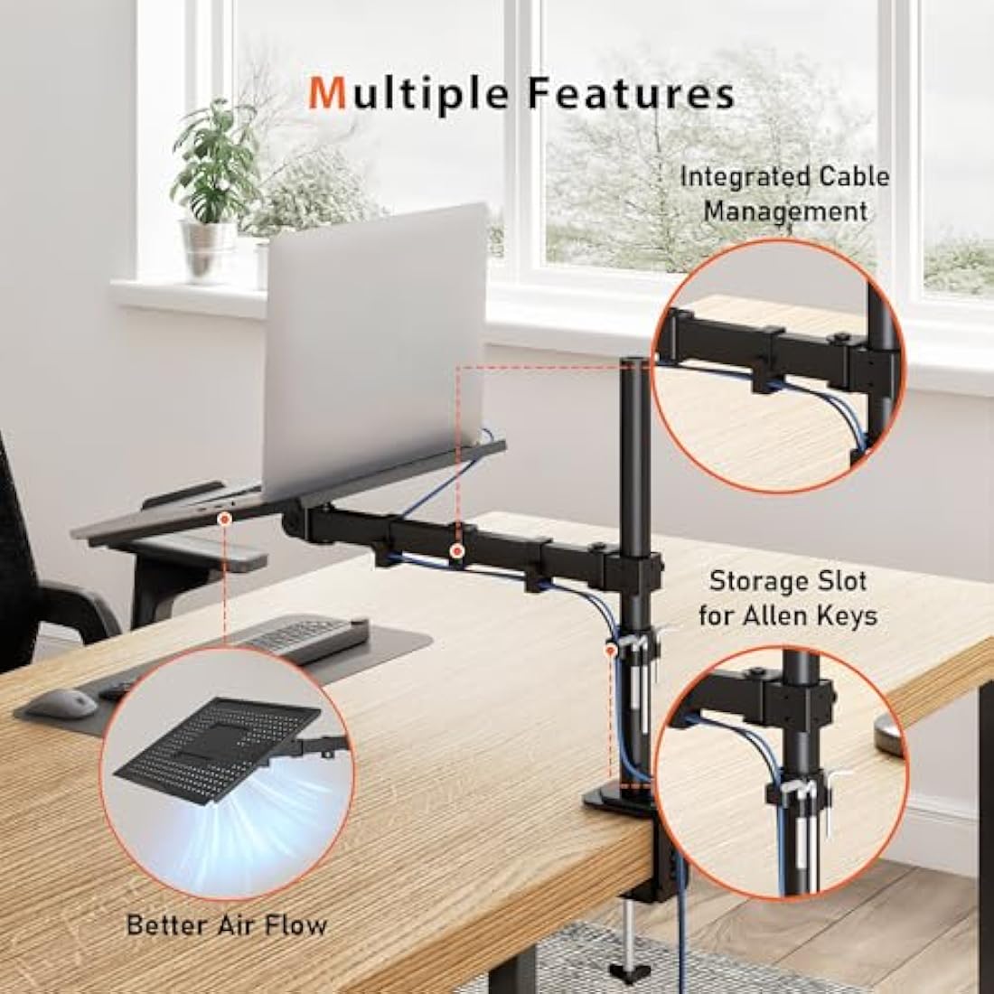 Redbat Laptop Arm & Monitor Mount | Height Adjustable Desk Stand up to 17"