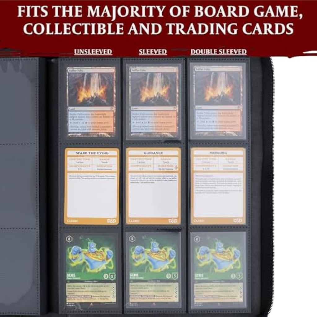 9-Pocket TCG Binder – 3D PU Leather Trading Card Album, Red