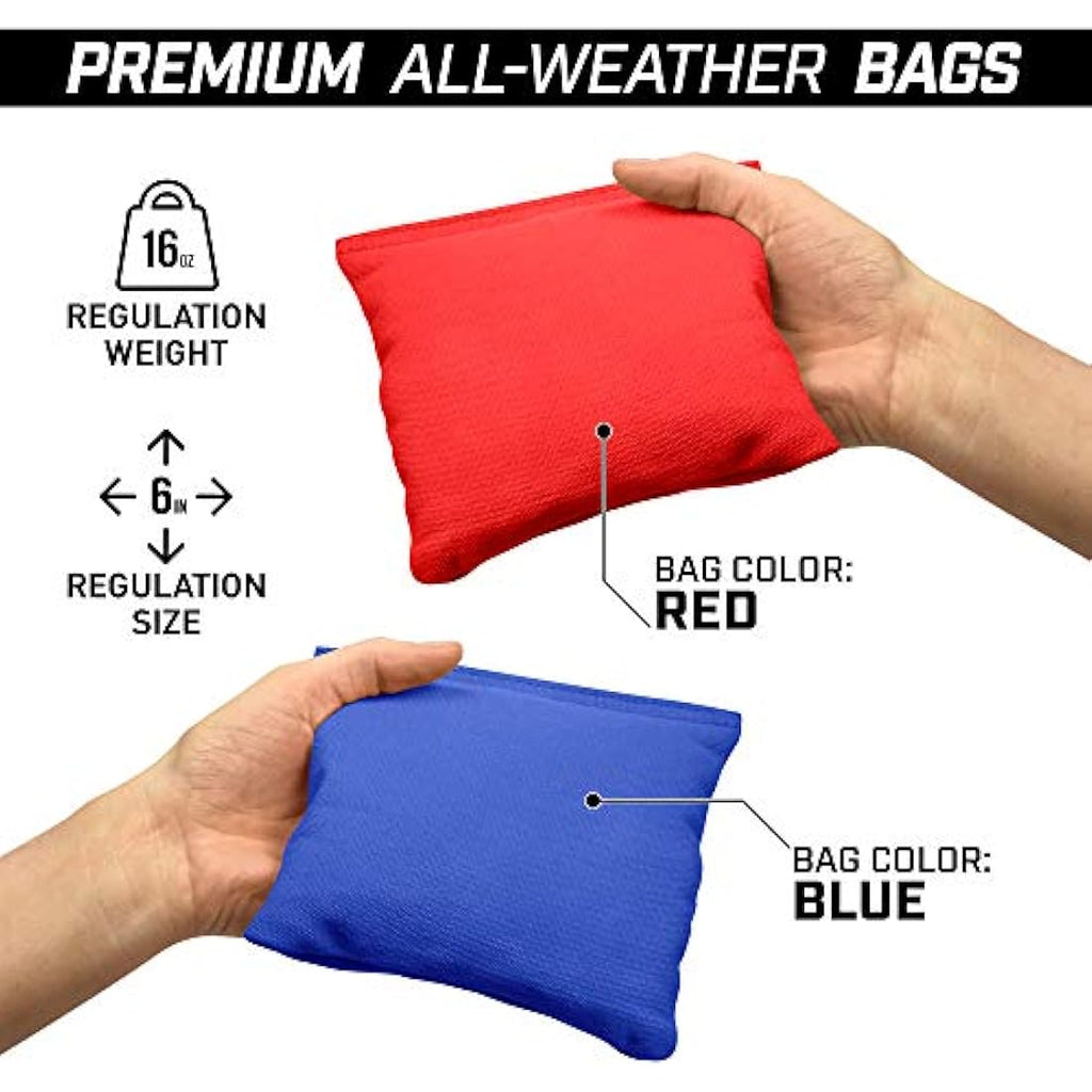 Jolof Store Cornhole Game Set – Regulation Size Rustic Red & Blue