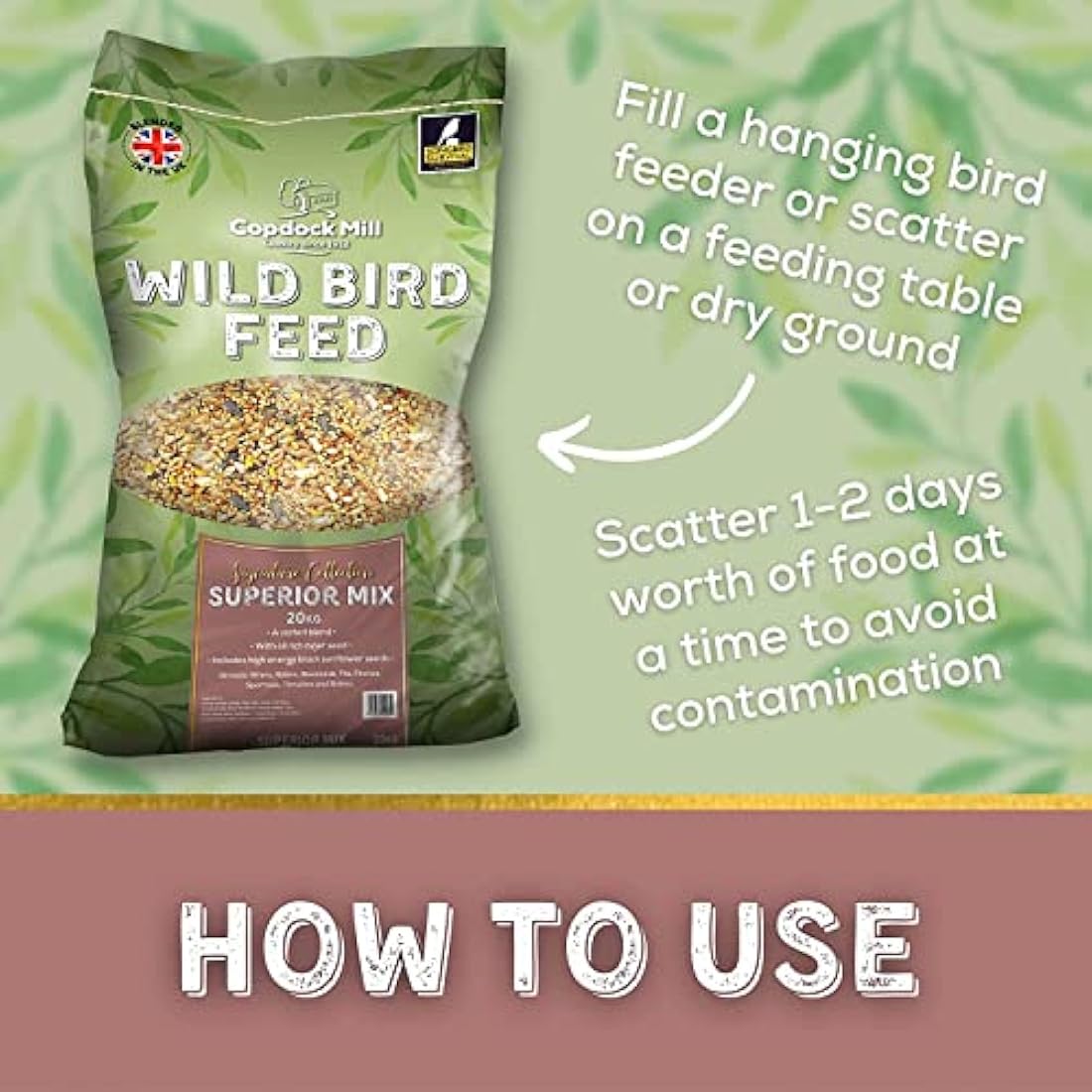 Copdock Mill Superior Wild Bird Seed Mix – 20kg High-Energy Feed