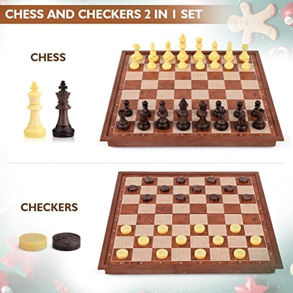 Peradix 2-in-1 Magnetic Chess and Checkers Set – Folding Travel Board