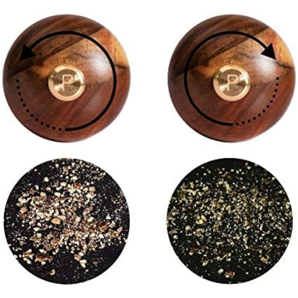 DeroTeno Acacia Wood Pepper Mill – 30cm Adjustable Stainless Grinder