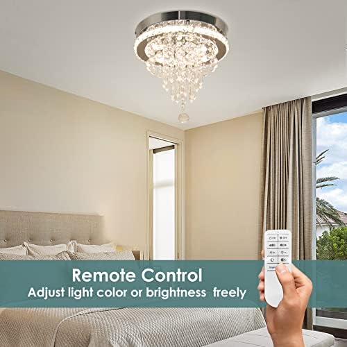 11.8" Crystal Chandelier – Dimmable LED Flush Mount Light