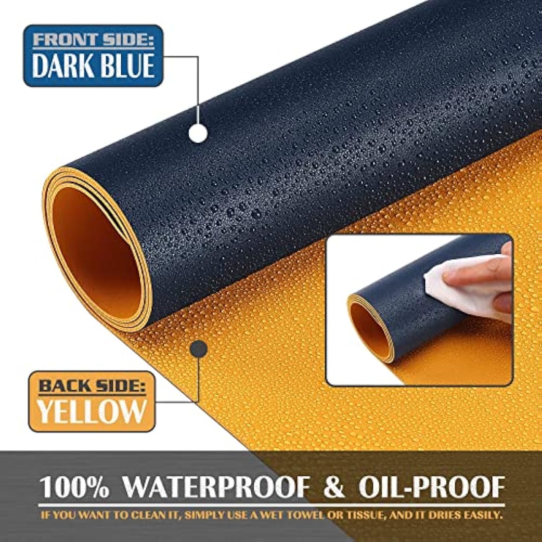 K KNODEL Dual-Sided Leather Desk Mat | Large Office Mouse Pad, Dark Blue
