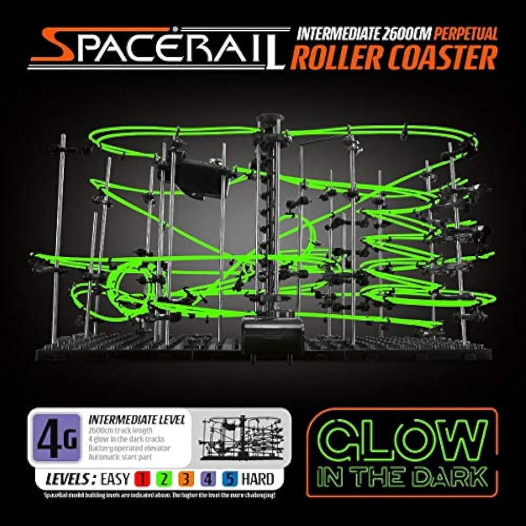 Space Rail Level 4 Glow in the Dark Marble Rollercoaster DIY Kit – 26m
