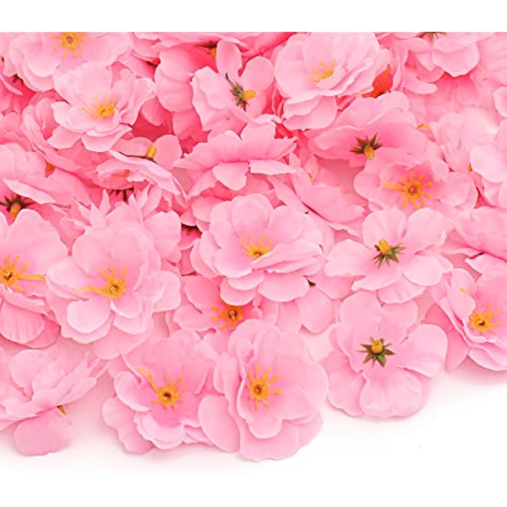 Jolof Store 100PCS Silk Cherry Blossom Flower Heads for DIY Crafts - Pink