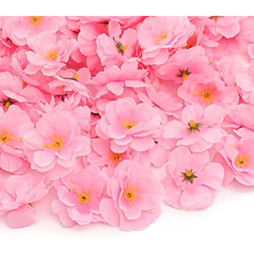 Jolof Store 100PCS Silk Cherry Blossom Flower Heads for DIY Crafts - Pink