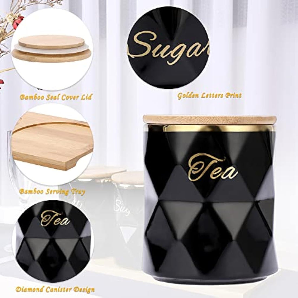 Ceramic Kitchen Canister Set – 3-Piece Airtight Food Jars