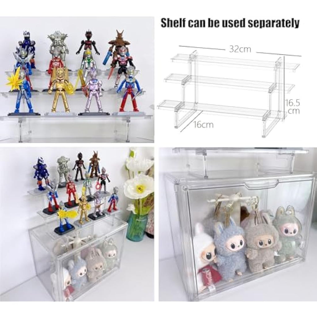 Jolof Store Acrylic Display Case with 3-Tier Ladder for Lego & Funko Pop