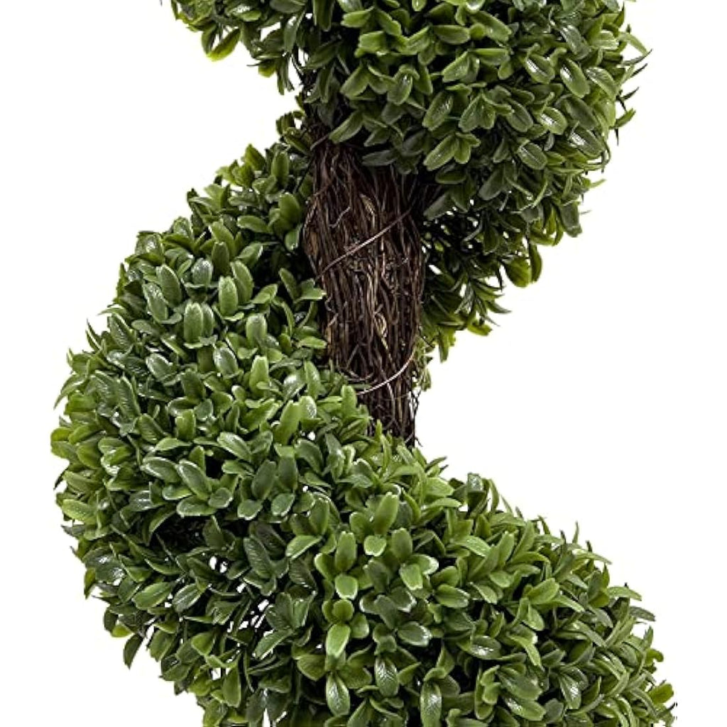 Jolof Store Artificial Boxwood Spiral Trees | UV Stable 4ft Topiary (Set of 2)