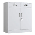 JINGUR Metal Storage Cupboard with Locking Doors and 2 Drawers White