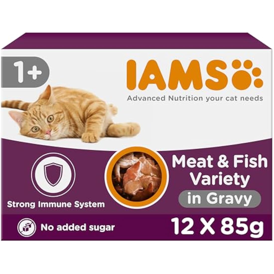 IAMS Adult Wet Cat Food Land & Sea in Gravy - 12 x 85g Multipack