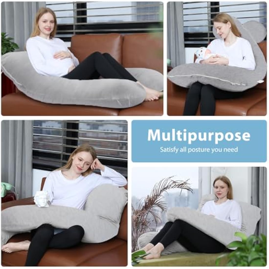 Chilling Home Cooling Pregnancy Pillow – 55" U-Shaped Jersey Body Pillow