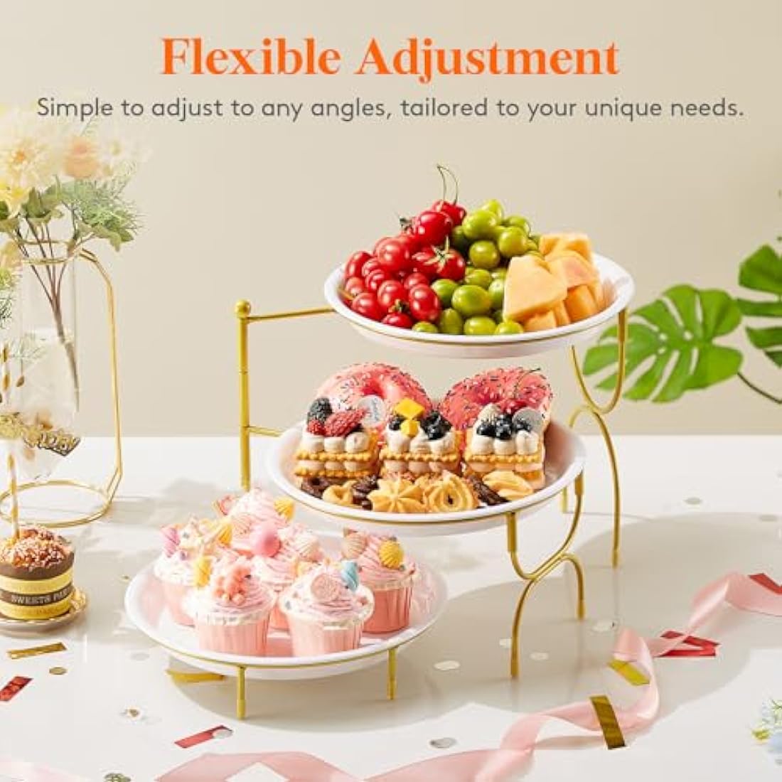 Lifewit 3 Tier Serving Tray | Round Plastic Dessert Display Stand