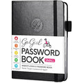GoGirl Password Book with Alphabetical Tabs – Small Black Logbook