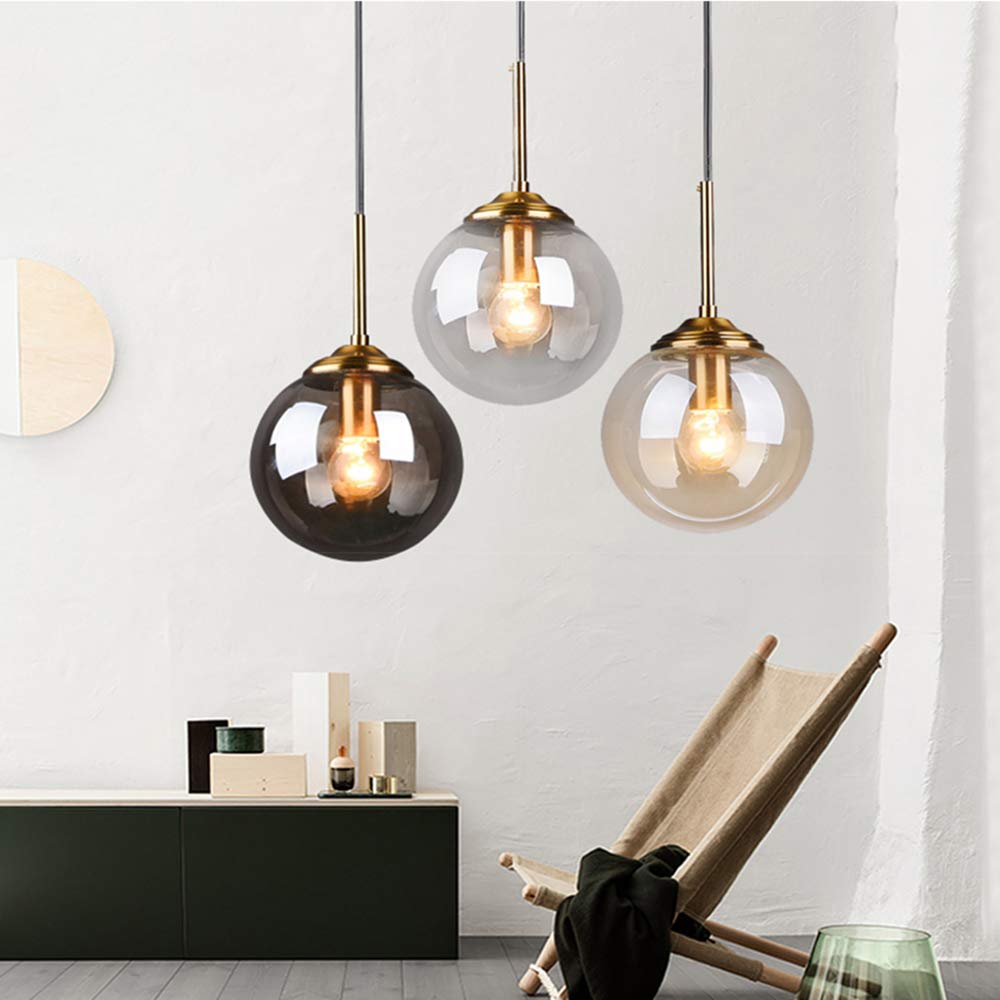Jolof Store Industrial 3-Way Pendant Light – Amber Glass Chandelier