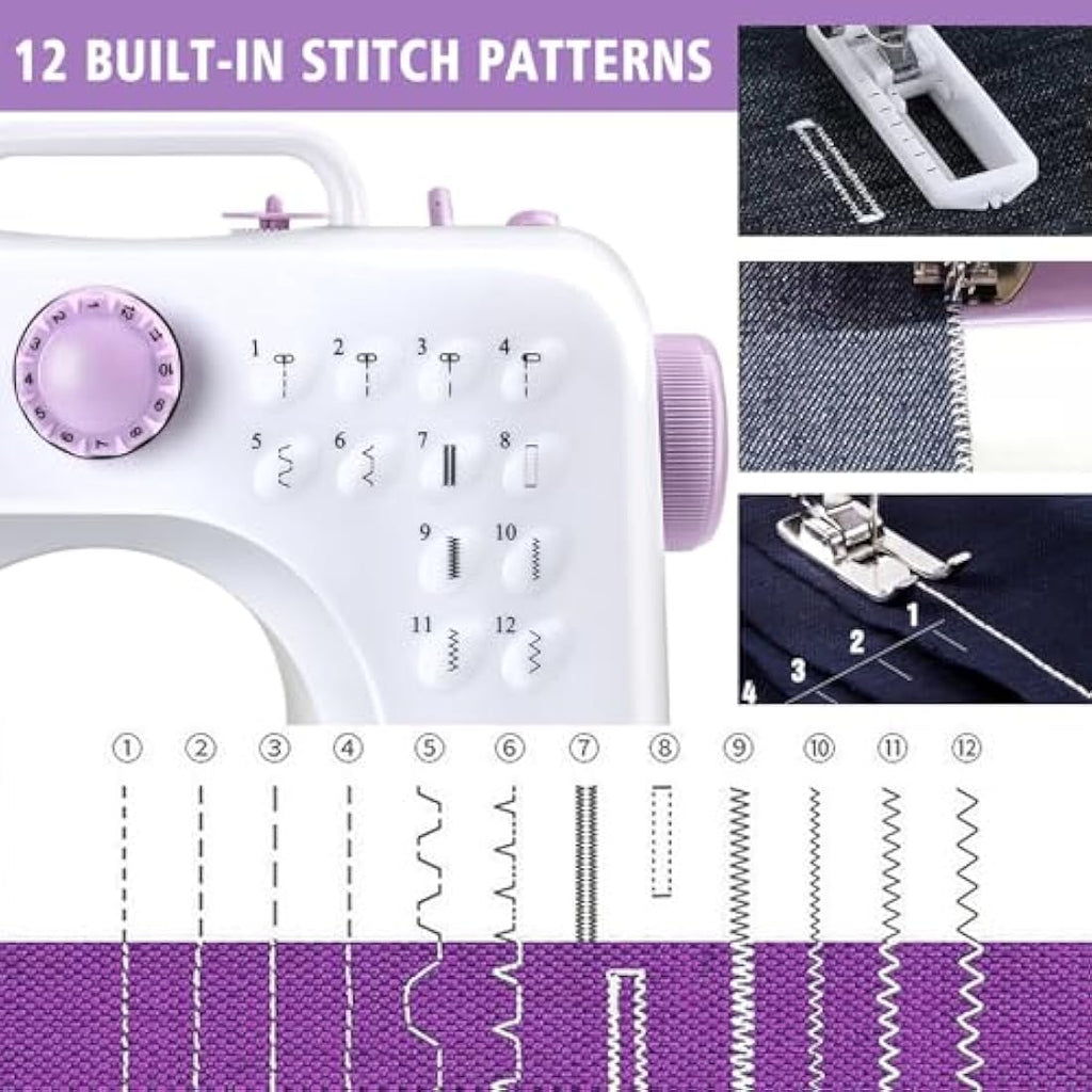 M MUNCASO Mini Sewing Machine for Beginners | 12 Stitch Portable Electric