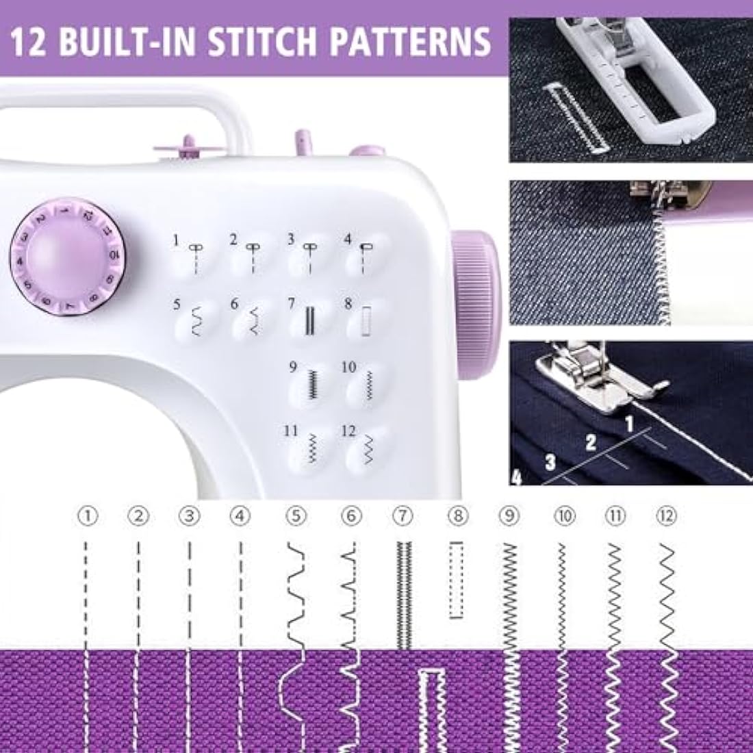 M MUNCASO Mini Sewing Machine for Beginners | 12 Stitch Portable Electric