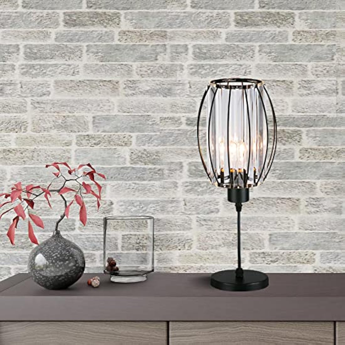 Black Crystal Cylinder Lampshade for Ceiling & Bedside