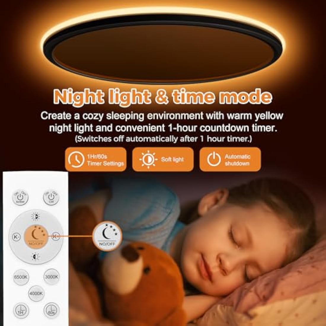 Slochi 36W LED Ceiling Light | 40cm Dimmable Flush Mount with Remote
