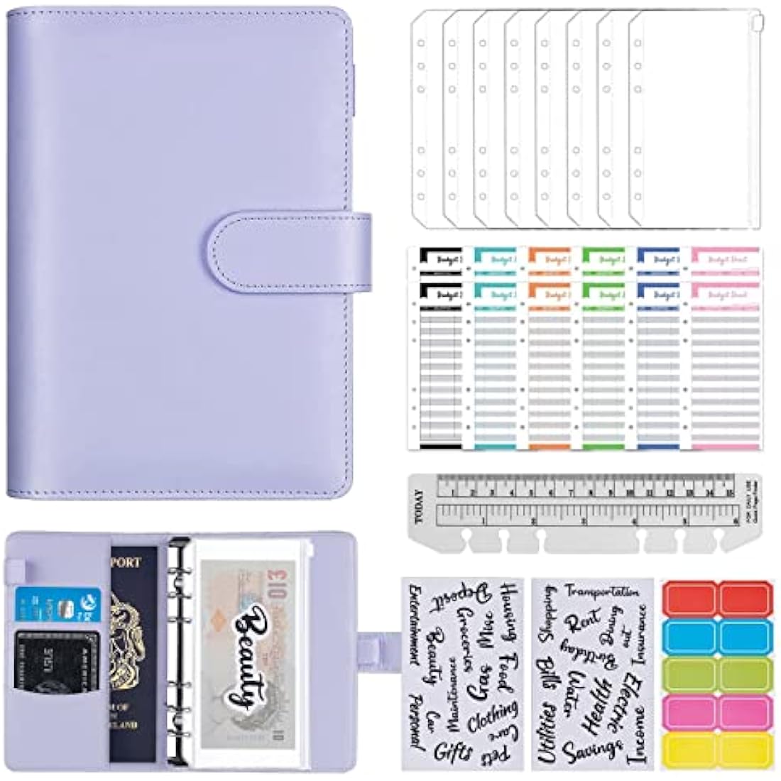 ChangWanna A6 Budget Binder - PU Leather Money Organiser with Cash Envelopes