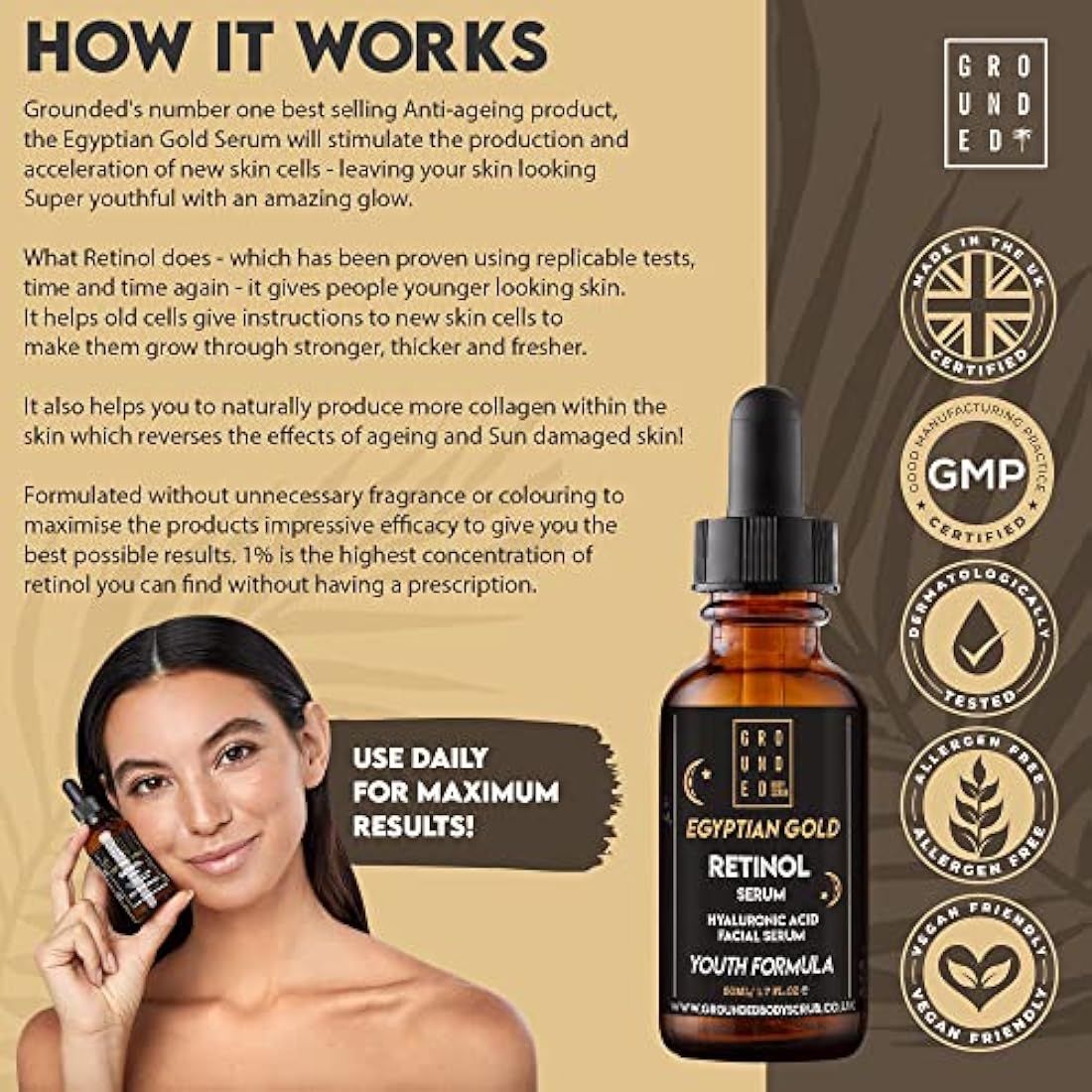 Retinol Face Serum with Hyaluronic Acid & Vitamin C - 50ml