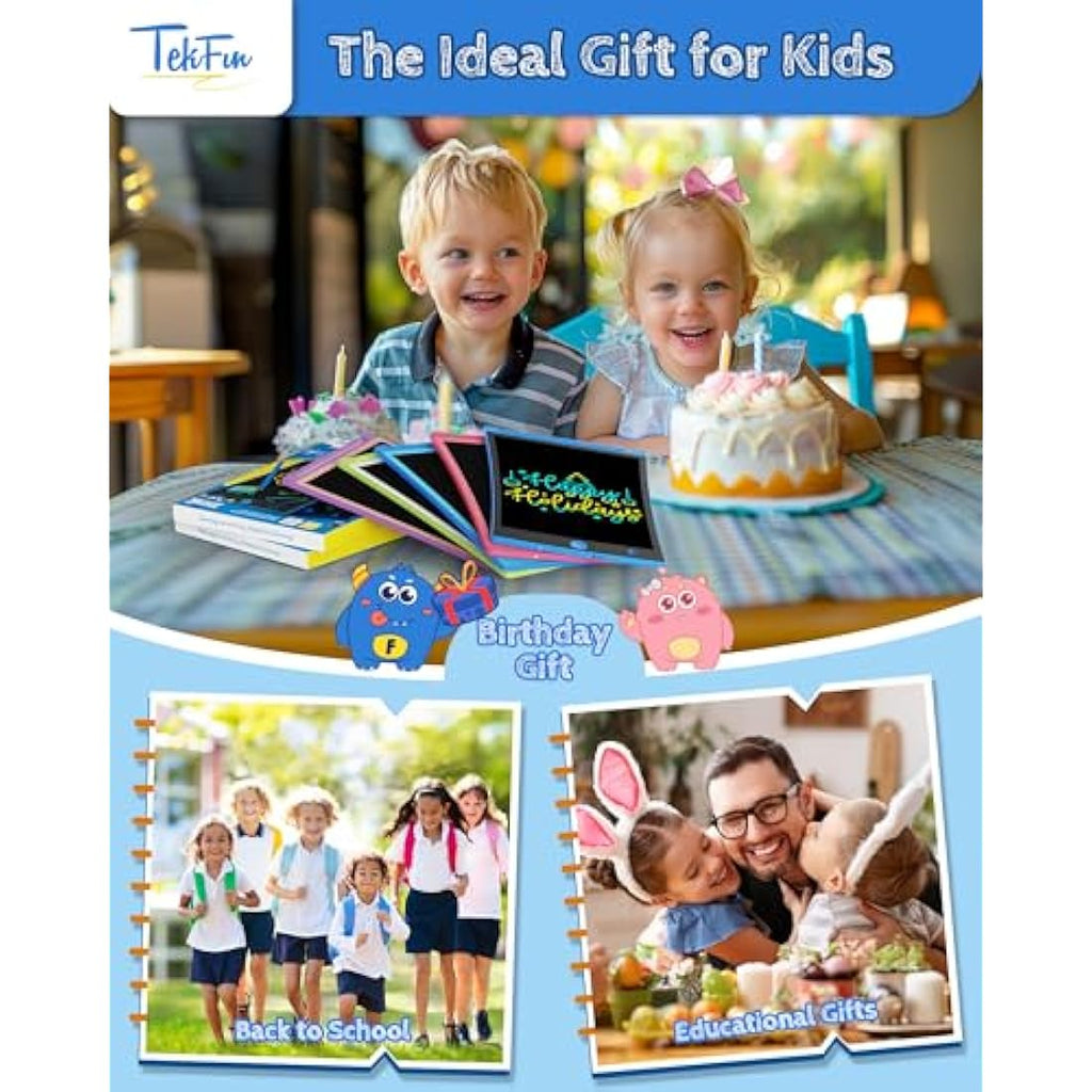 TEKFUN 10" LCD Writing Tablet 2-Pack | Colorful Erasable Drawing Board