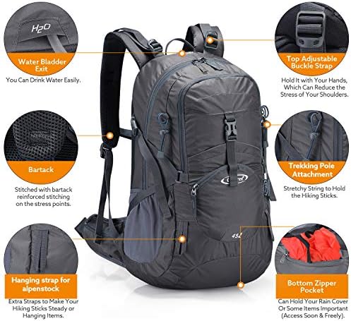 G4Free 45L Hiking Backpack – Waterproof Trekking & Camping Rucksack