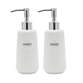 Karisky Ceramic Kitchen Soap Dispenser Set | Matte White with Steel Pump