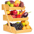Golden Nature 3-Tier Bamboo Fruit Basket – Kitchen Countertop Organizer