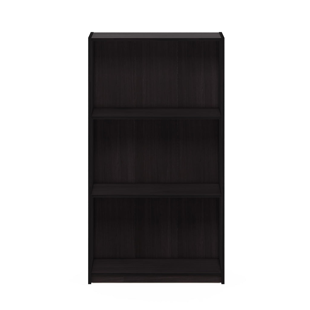 Furinno 3-Tier Wood Bookcase – Compact Storage Shelves, Dark Walnut