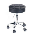 Round Swivel Beauty Stool Adjustable PU Leather Seat Black / Φ14"