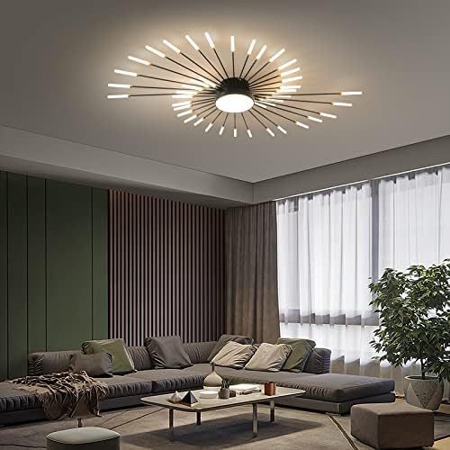 Modern LED Firework Ceiling Light – 43-Head Flush Mount Black