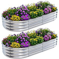 KINI MOX 2-Pack Galvanized Raised Garden Bed with Climbing Stand, 6x3x1ft