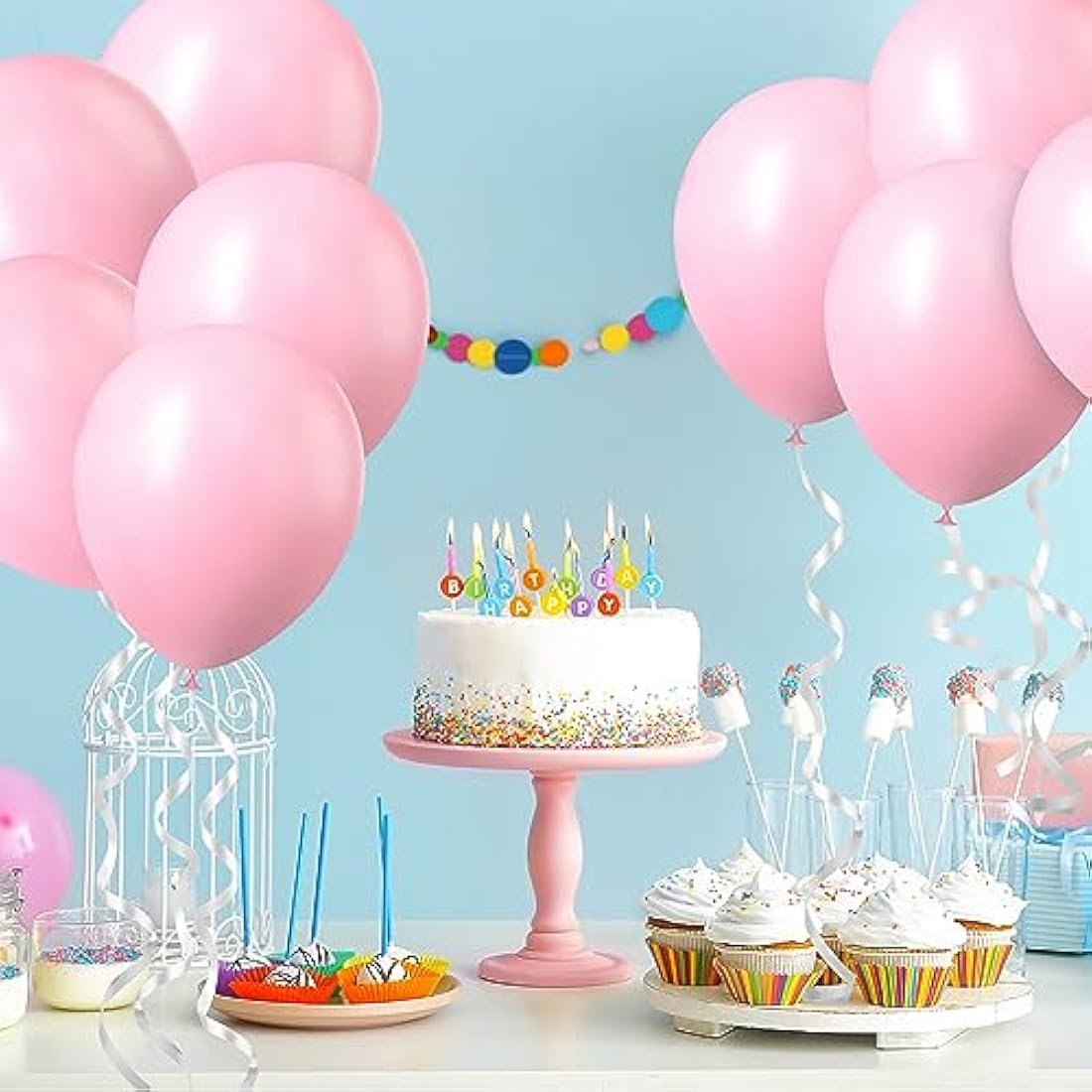 Ainiv 60 PCS Pink Macaron Latex Balloons | 12-Inch Matte Party Decor