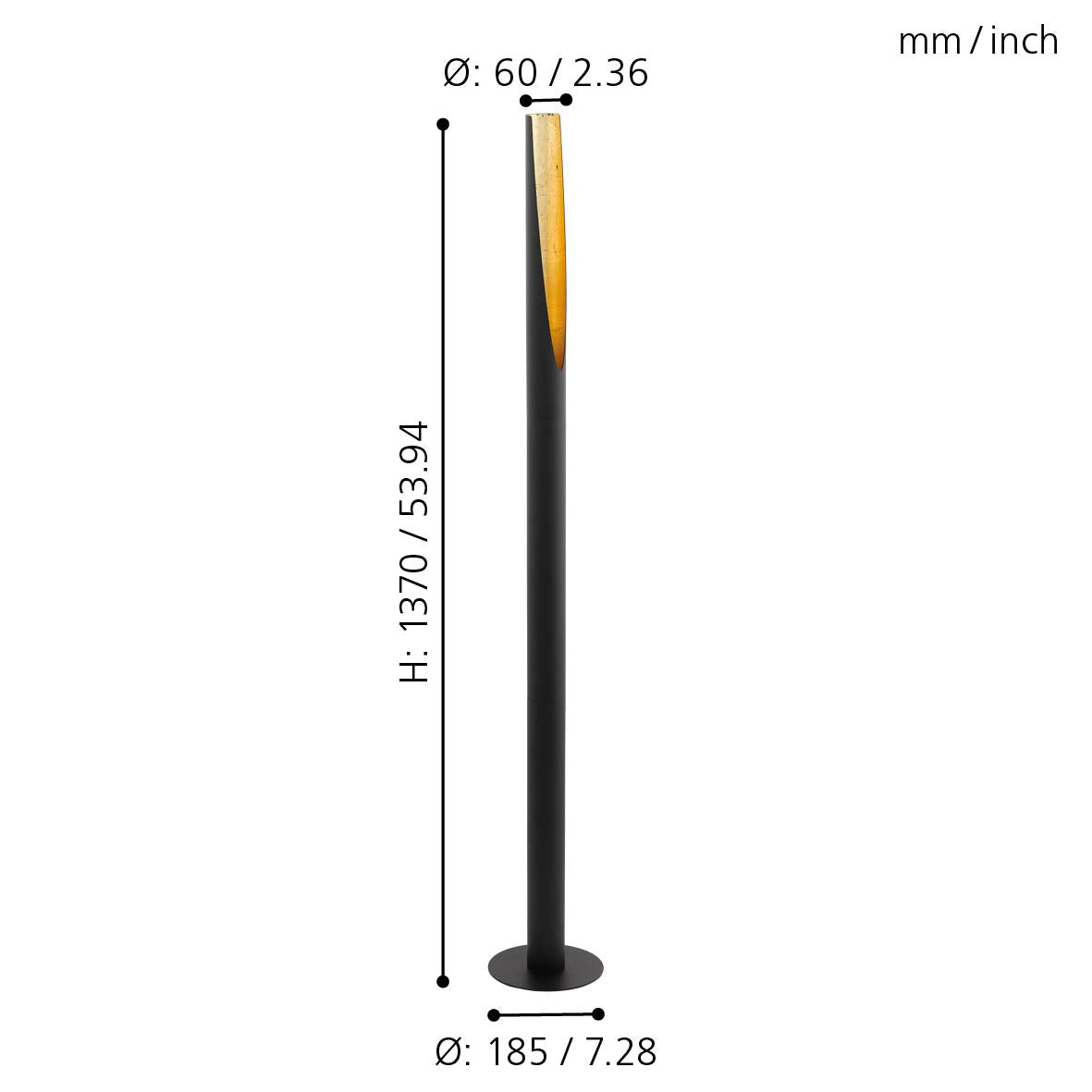 Eglo Barbotto Floor Lamp – Modern Black & Gold Steel Rod Light