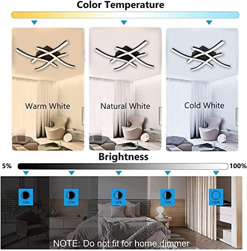 Beleben Dimmable LED Ceiling Light | 24W Modern Curved Design - Black