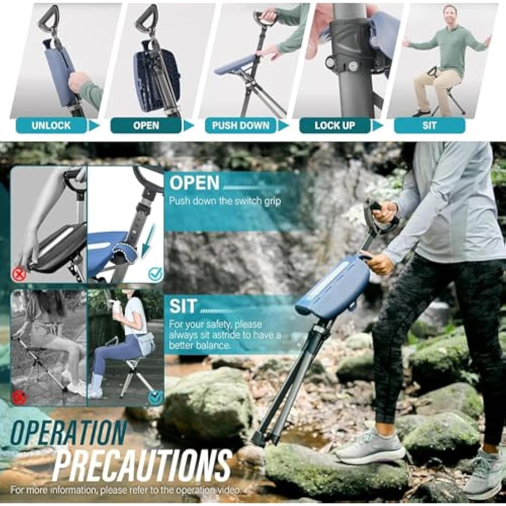 Ta-Da Chair Series 2 PRO | Adjustable Walking Stick with Seat – 136kg