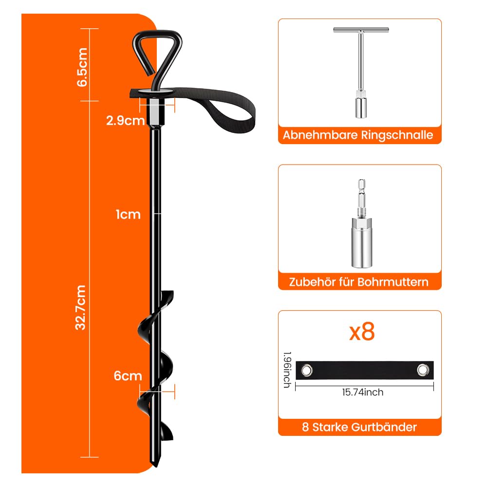 Heavy Duty Trampoline Ground Anchors – 14in Screw-in Stakes