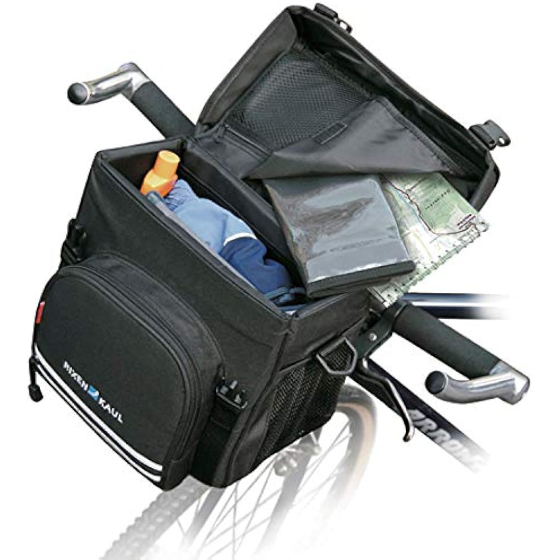 KLICKfix Allrounder Handlebar Bag – Black Bike Storage with Card Slot